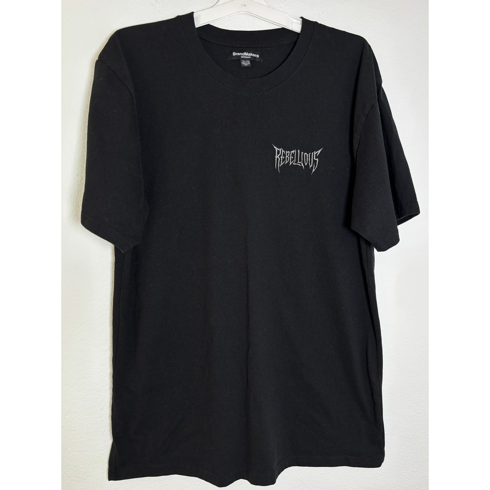 BrandMakers Group Rebellious Graphic T-Shirt Mens XL Black Spider Web Metal Logo